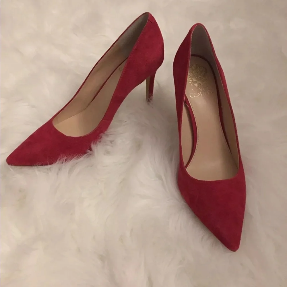 Vince Camuto Red Suede Pointed-Toe Stiletto Pumps